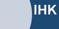 Logo der Industrie- und Handelskammer: "IHK" auf blauem Hintergrund